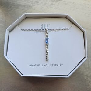 Bomb Party Necklace. Lab Creared Aqua Blue Spinel. Rodium Plating.